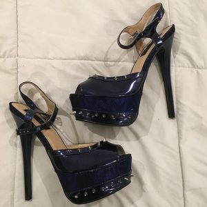 Blue spike heels